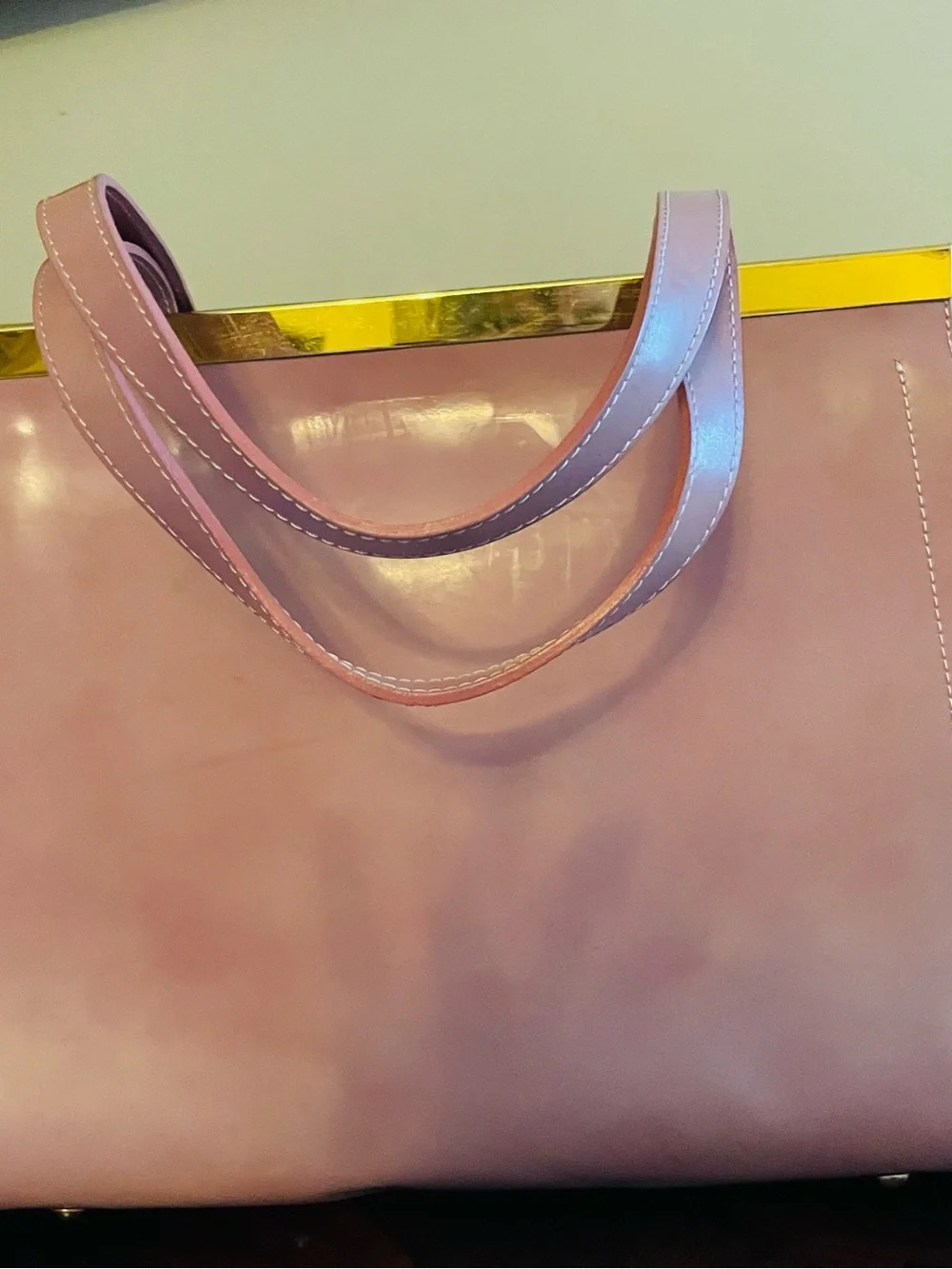 Alberta Di Canio Blush Pink Tote with Gold Accent - Picture 2 of 16
